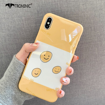 

TRONSNIC Smile Face Phone Case for iPhone X XS MAX XR Yellow Case Cute Cartoon Matte Silicone Cover Hot