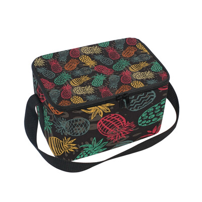 

ALAZA Lunch Box Insulated Lunch Bag Large Cooler Pattern With Ornate Pineapple Tote Bag