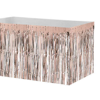 

74 274cm Metallic Foil Fringe Table Skirt Tinsel Shimmer Table Skirt Decoration for Hotel Reception Wedding Christmas Party--Gre