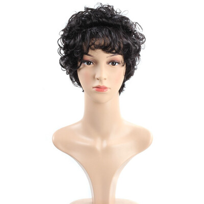 

Brazilian Virgin Hair Curly Human Hair Wigs 8inch Swiss Lace Short Wigs