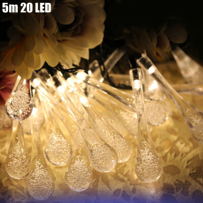 

Christmas Props 5m 20 LEDs Solar String Light Water Drop Style Lamp Decors New Year Decoration