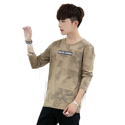 

Fuyi FORTEI Long Sleeve T-Shirt Mens Camouflage Casual Slim Round Collar Clothes Comfortable Soft Mens 8902 Khaki 3XL