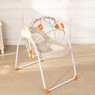 

Electric Baby Cradle Swing Rocking Connect Mobile Play Music Chair Sleeping Basket Bed Crib For Newborn Infant Camel