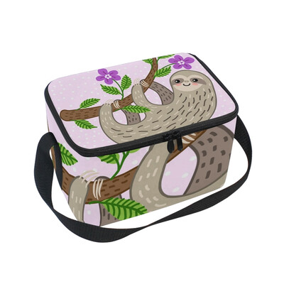 

ALAZA Lunch Box Insulated Lunch Bag Large Cooler Pink Sloth Tote Bag