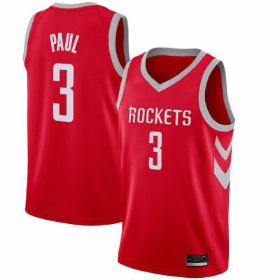 

2019 New Mens Houston Rockets 3 Chris Paul Red Black Basketball Jersey Size -XXL
