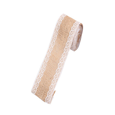 

2m 50mm Width DIY Handmade Lace Linen Roll Natural Burlap Rolls for Wedding Present Gift Home Decoration Crafts Lace Linen