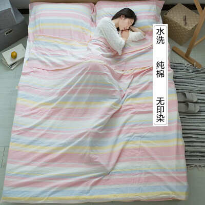 

Xin Yan cotton travel across dirty sleeping bag single travel supplies yarn-dyed washed cotton travel light portable hotel hotel sheets 1221m rainbow country