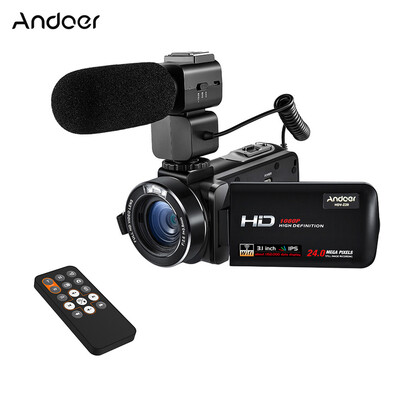 

Andoer HDV-Z20 Portable 1080P Full HD Digital Video Camera Max 24 Mega Pixels 16× Digital Zoom Camcorder 31" Rotatable IPS Touchs