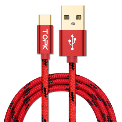 

TOPK USB Type C Cable Fast Charging USB C Cable for Samsung Galaxy S9 S8 Oneplus 6 Nylon Braided Data Sync Type-C Phone Cable