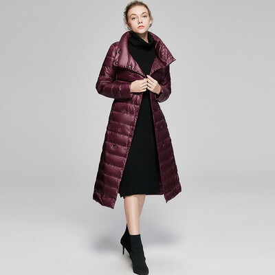

Her pool womens 2018 winter new fashion temperament simple long section warm warm light ladies brand down jacket T74P3032A30L red L