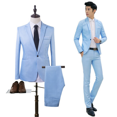 

Mens Suits Business Male Slim Fit Blazer Bestman Groomsman Suits Formal Outfit One Button Jacket Pants 2Pieces
