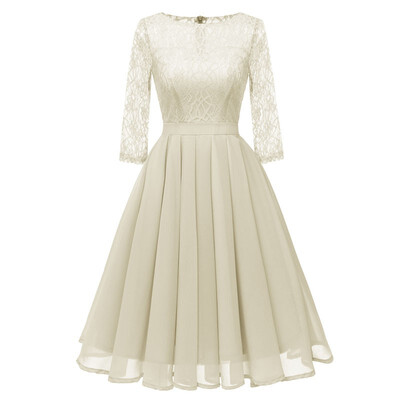 

2019 New Women Elengant Lace Dresses O-neck Long Sleeve Bridesmaid Dress Sexy Party Prom Dress