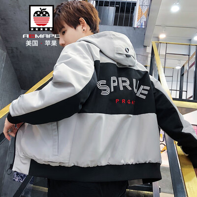

AEMAPEAmerican Apple Jacket Mens Jacket 2019 Spring New Slim Hooded Mens Fashion Casual Trends Baseball Clothes J1908 Bean Grey