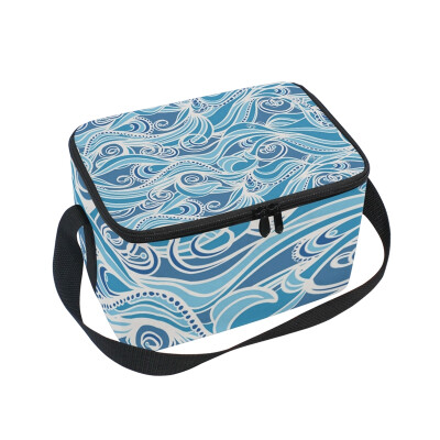 

ALAZA Insulated Lunch Box Magical Waves Lunch Bag for Men Women Portable Tote Bag Cooler Bag