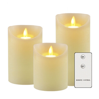 

3pcsset Realistic Wax Pillar Flameless Candles Battery Powered LED Flickering Wick Candle Lights with Timing Function Remote Cont