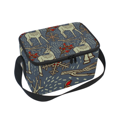 

ALAZA Lunch Box Insulated Lunch Bag Large Cooler Deer Winter Pattern Tote Bag