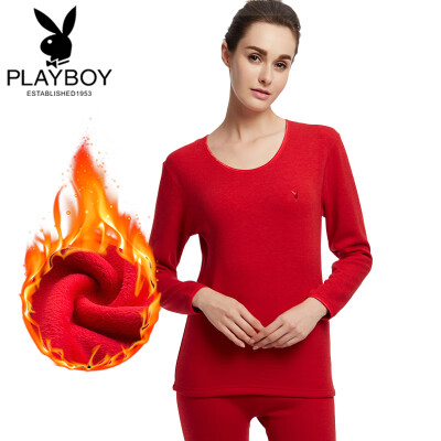 

Playboy thermal underwear female thickening plus velvet warm suit female wool winter autumn clothing autumn pants female birth year red XXL