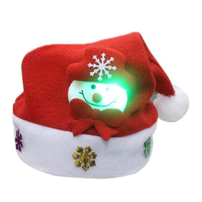 

Gifts Decoration Fabrics Santa Claus Snowman Reindeer Party Ornament Christmas Tree Cartoons Lovely Children LED Christmas Hat