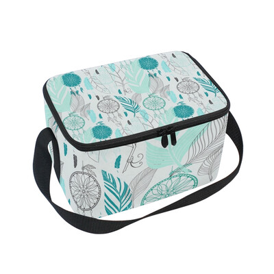 

ALAZA Insulated Lunch Box Dream Catcher With Feathers Lunch Bag for Men Women Portable Tote Bag Cooler Bag