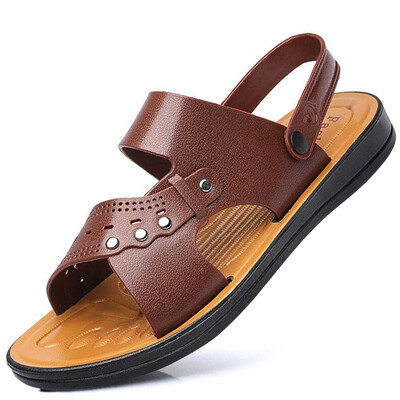 

Ishmaiah mens outdoor casual slip breathable wear soft bottom comfortable sandals beach shoes Y688 brown 41