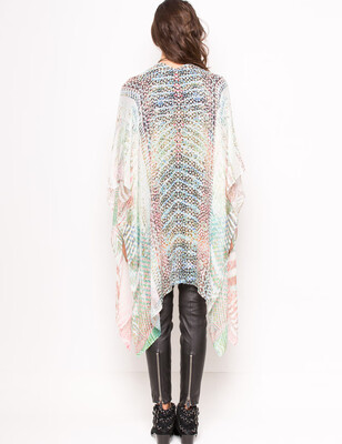 

Women Summer Chiffon Cardigan Gradient Print Kimono Beach Cover Up Bikini Outwear White