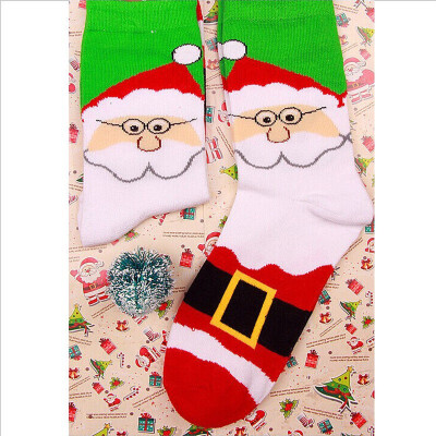 

Womens Mens Xmas Socks Cotton Soft Thick Socks Snowman Snowflake Deer Print