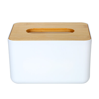 

Modern Tissue Box Napkin Case Tissues Paper Roll Holder with Natural Bamboo Cover Plate Round