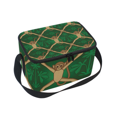 

ALAZA Monkey Pattern Lunch Box Insulated Lunch Bag Large Cooler Tote Bagfor Men Women