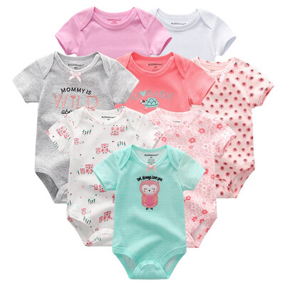 

2019 8PCS Baby Clothes Bebe Cotton Newborn Baby Boy Clothes Unicorn Black White O-Neck Short Sleeve Baby Girl Clothes Babywear
