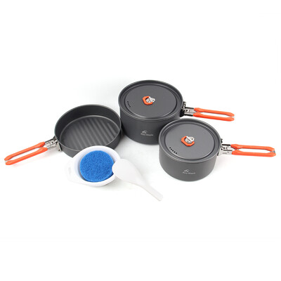 

Outdoor Camping 8Pcs Cookware Set Hiking Backpacking Picnic Cooking Pot Frypan Kettle Set with Foldable Handle for 2 - 3 People