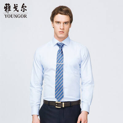 

Youngor shirt mens 2019 spring youth mens casual dress shirt YLDP11626IBY blue 40
