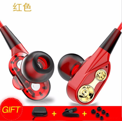 

OLOEY ear type double moving coil earphone running games music headphones wire controlled fever HIFI headphones