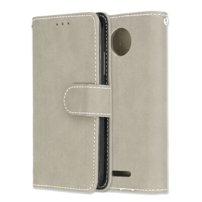 

MOONCASE Motorola Moto C Plus Vintage Scrub 3 Card Case - Grey
