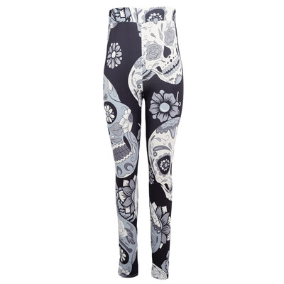 

Sexy Women Yoga Sports Leggings Floral Skull Head Diamond Print High Waist Workout Running Skinny Slim Fitness Pants