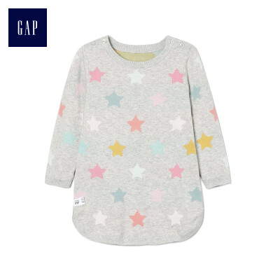 

GAP flagship store childrens clothing baby girl star pattern round neck long-sleeved knit dress 404881 color 12-18M