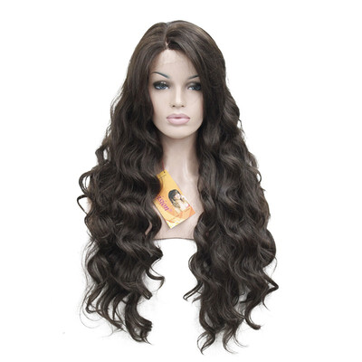 

StrongBeauty Lace Front Wavy Brown Highlighted Full Synthetic Wig Womens Lace Wigs
