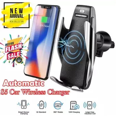 

Automatic Clamping Qi Wireless Car Charger For iPhone X XS XR Android Air Vent Phone Holder 360 Degree Rotation Charging Mount Bra