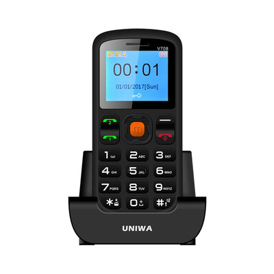 

UNIWA V708 Unlocked Senior Cell Phones 177Display SOS Big Buttom Loud Speaker FM Radio Bluetooth Dual Sim 2G GSM Senior Phone