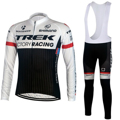 

UCI 2018 pro team trek winter thermal fleece cycling jersey bicycle clothing set ropa ciclismo invierno bike jersey bib pants kit