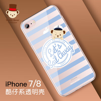 

Teddy Collection Apple xxs Mobile Shell iPhonexxs Cartoon Cover All Inclusive Transparent Silicone Anti-fall Soft Shell Navy Teddy