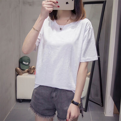 

JOY OF JOY Jingdong Womens 2019 New Korean Edition Loose Joker Short Sleeve T-Shirt Womens Bamboo Cotton JWTD191475 White XL