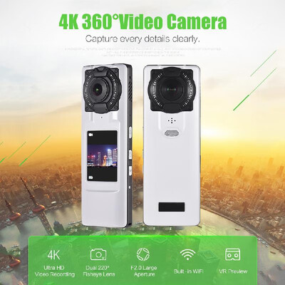 

360° 4K Ultra HD WiFi VR Camera Handheld Panoramic Video Camera with Dual Lens 20inch LCD Display