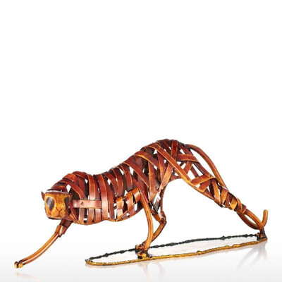 

Metal Weaving Tiger Tooarts Iron Sculpture Home Decoration Crafts Animal Sculpture