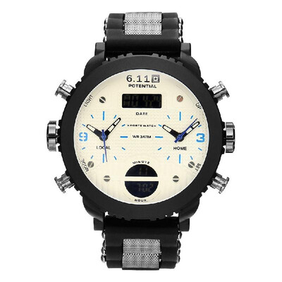 

611 Men Outdoor Sport Silica Gel Band Watches Multi-Functional Waterproof Digital Wristwatches