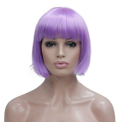 

StrongBeauty Short Straight BOB Colored Wigs Cosplay Wigs with Neat Bangs Synthetic Wig COLOUR CHOICES