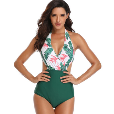 

Printed backless slim swimsuit sexy European&American swimsuit one-piece