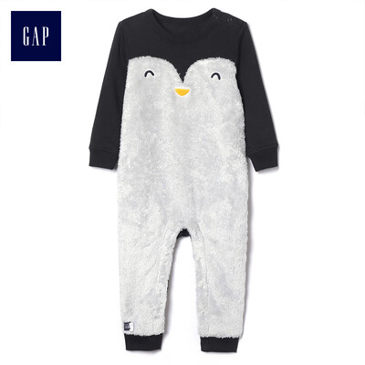 

GAP flagship store baby boy animal pattern faux fur fleece one piece jumpsuit 399564 night black 0-3M