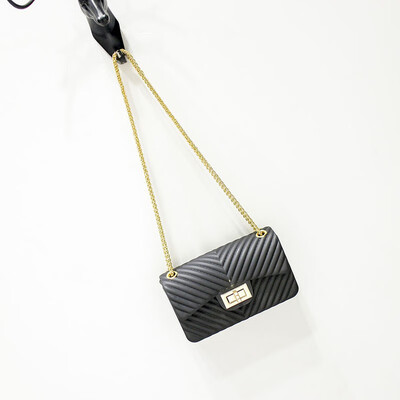 

LKX Fashion Trend Small V Style Jelly Handbag Chain Single Shoulder Satchel Bag Women Clutch Feminina Bolsas Mujer Crossbody Bag