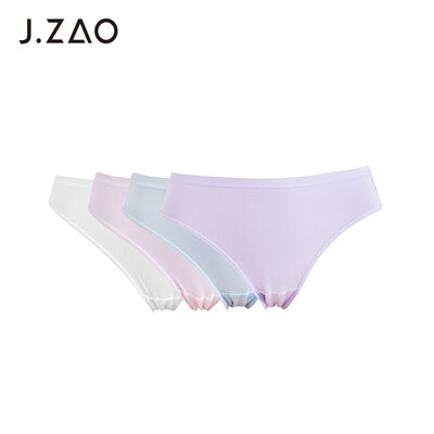 

JZAO Womens Panties Combed Cotton Solid Color Waist Panties 4 Pieces PinkWhiteLight BluePurple PinkWhiteLight BluePurple