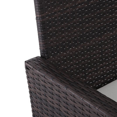 

2 Piece Rattan Wicker Outdoor Loveseat with Sunshade Canopy&Nesting Ottoman Footrest - Brown